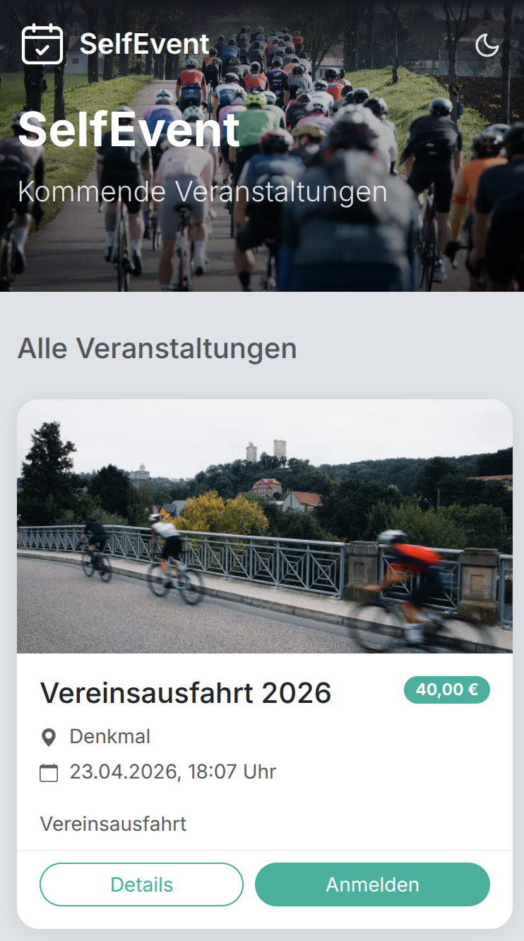 selfevent – Anmeldeformular